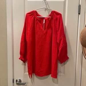 NEW…Womens 3/4 Sleeve Pleated Loose Fitting Top